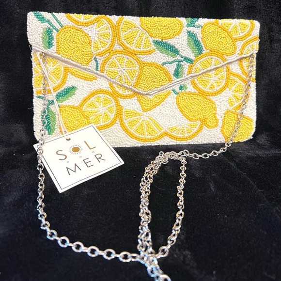 🍋SOL AND MER VIRAL LEMON BEADED CLUTCH🍋NWT - Picture 1 of 14